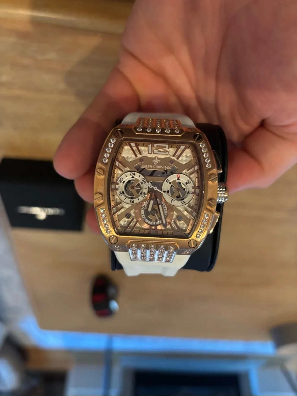 NEW Ralph Christian Intrepid Sport Ice Watch Gilded White